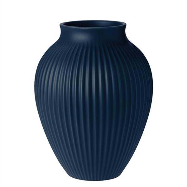 Knabstrup Vase - Ripple Mat Dark Blue - 27cm.